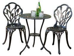 Best Selling Nassau Cast Aluminum Outdoor Bistro Furniture Set, Brown