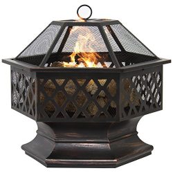 Best Choice Products BCP Hex Shaped Outdoor Home Garden Backyard Fireplace