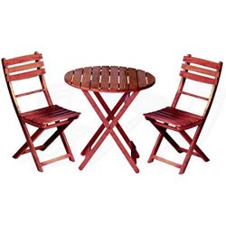 Acacia Wood Rustic European Style 3-Piece Folding Outdoor Bistro Set