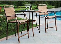 Mainstays Sand Dune 3-Piece High Outdoor Bistro Set, Seats 2 (Tan)