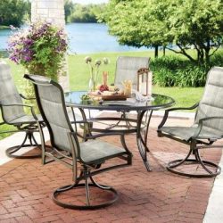 Statesville 5-Piece Padded Sling Patio Dining Set with 53 in. Glass Top