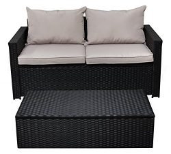 Serta Laguna Outdoor Storage Sofa & Coffee Table – Black Wicker