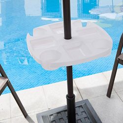 Sundale Outdoor Umbrella Table Beach Patio Accessory Table Heavy Duty, 17in Diameter, White