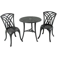 Black Weave Design Aluminum Bistro Set