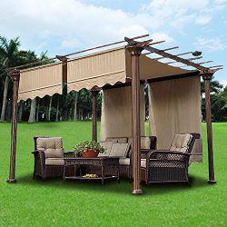 Yescom 2 Pcs 15.5×4 Ft Canopy Cover Replacement with Valance for Pergola Structure Tan