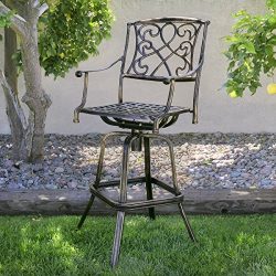 Best Choice Products Outdoor Cast Aluminum Swivel Bar stool Patio Furniture Antique Copper Design