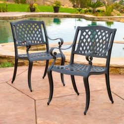 Marietta Outdoor Cast Aluminum Dining Chairs (Set of 2)