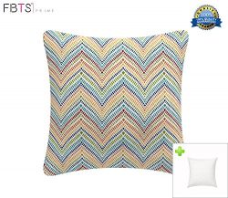 Indoor/Outdoor Throw Pillow with Insert 18×18 Inches Decorative Square (Multi, Rainbow Zigz ...