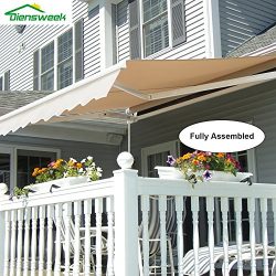 Diensweek 12’x10′ Patio Awning Retractable Manual Commercial Grade – 100% 280G ...