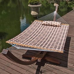 Lazy Daze Hammocks 55″ Double Quilted Fabric Hammock Swing with Pillow (Romantic Coffee Bean)