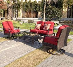 Better Homes and Gardens Powder-Coated Steel with Cushions Providence 4-Piece Patio Conversation ...