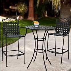3 Piece Outdoor Bistro Set Bar Height -Black. This Traditional Patio Furniture is Stylish and Co ...