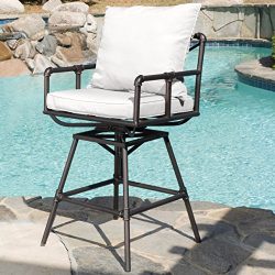 Varick Pipe Outdoor Adjustable Barstool with Cushions