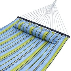 ZENY New Portable Cotton Hammock Quilted Fabric with Pillow Double Size Spreader Bar Heavy Duty  ...