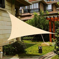 Shade&Beyond 9′ x 9′ x 9′ Sand Color Triangle Sun Shade Sail, UV Block for ...