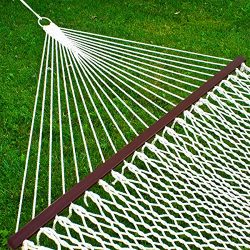 Best Choice Products Hammock 59″ Cotton Double Wide Solid Wood Spreader Outdoor Patio Yard ...