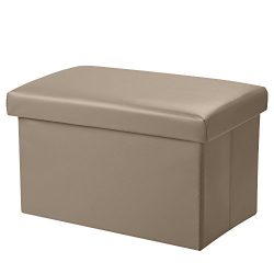 Inoutdoorkit FSL01 Foldable Leather Storage Ottoman Bench Footrest Stool, Coffee Table Cube For  ...