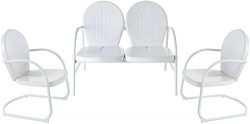 Crosley Furniture Griffith 3-Piece Metal Outdoor Conversation Set with Loveseat and 2 Chairs  ...