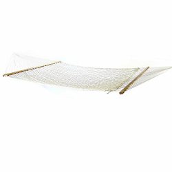 Sunnydaze 2 Person Polyester Rope Hammock with Spreader Bars, Natural, 450 Pound Capacity