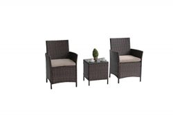 3PCS WICKER RATTAN OUTDOOR INDOOR GARDEN PATIO CONSERVATORY BISTRO FURNITURE SET-HELSINKI RATTAN ...