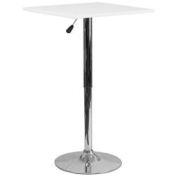 Flash Furniture 23.75” Square Adjustable Height White Wood Table (Adjustable Range 33̶ ...