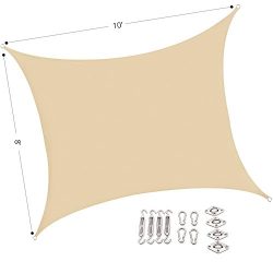 Outhere Sun Shade Sail Rectangle 10’X8′ with stainless steel hardware kit- Small Dur ...