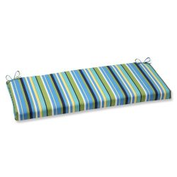 Pillow Perfect Outdoor Topanga Stripe Lagoon Bench Cushion