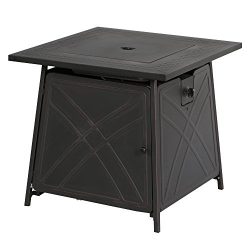 Bali Outdoor Propane Gas Fire Pit 28″ Square Table 50,000BTU Patio Heaters Fire Pit