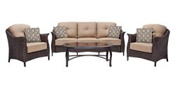 Hanover Gramercy 4-Piece Outdoor Wicker Patio Set, Brown/Tan