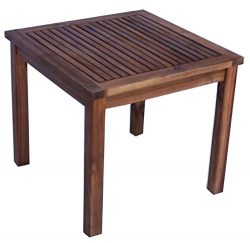 Zen Garden Eucalyptus Square Side Table, 19″ x 19″ x 17.5″, Natual Wood Finish ...