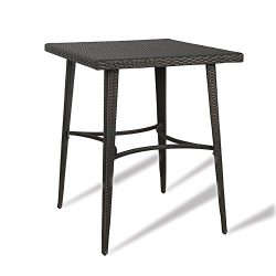 Ulax Furniture Outdoor Patio Wicker Bar High Table Counter Height Table (Bar Table)