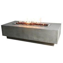 Elementi Workshop Dining Table Cast Concrete Propane Fire Table, Outdoor Fire Pit Fire Table/Pat ...