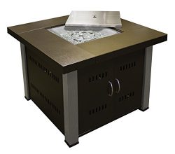 AZ Patio Heaters Fire Pit, Propane in Two Tone Hammered Bronze and Stainless Steel