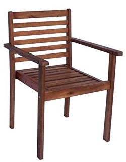 Zen Garden Eucalyptus Stackable Patio Outdoor Arm Chair, 23.25″ x 23.25″ x 34″ ...