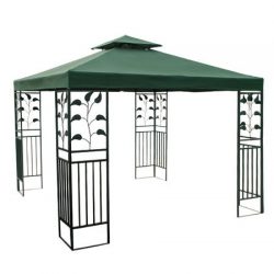 Heavy Duty Green Poly Fabric 10×10 Square Feet Garden Canopy Gazebo Replacement Vented Top  ...