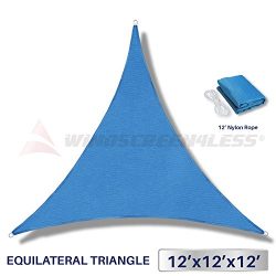 12′ x 12′ x 12′ Sun Shade Sail UV Block Fabric Canopy in Blue Triangle for Pat ...