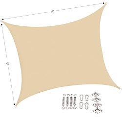 Outhere 6’X8′ Small Sun Shade Shade Sail Rectangle with Stainless Steel Hardware Kit ...