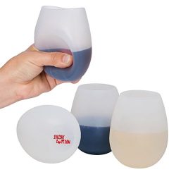 Unbreakable Silicone Wine Glasses – Set of 4 12 Ounce Stemless Rubber Squishy Cups by Jökel