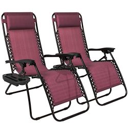 Best Choice Products Zero Gravity Chairs Case Of (2) Lounge Patio Chairs Outdoor Yard Beach- Bur ...