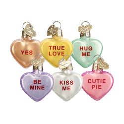 Old World Conversation Heart Set of 6 Assorted Ornament