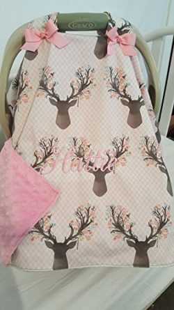 Car seat cover, canopy, Doubles as a blanket, Infant carrier cover, Velcro handle straps Embroid ...