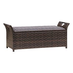 Multipurpose Outdoor Storage Bench with Wing Handles – Made From Wicker in Multi-brown Col ...