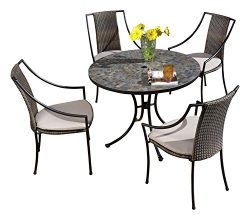 Home Styles 5601-3080 Stone Harbor 5-Piece Outdoor Dining Set, Slate Finish