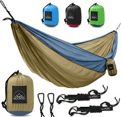 Camping Hammock Double Parachute Portable Travel Large Tree Camp Hammock with Hammock Straps for ...