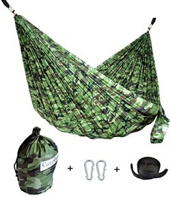 CUTEQUEEN TRADING Single Nest Parachute Nylon Fabric Hammock With Tree straps;Color: Camouflage