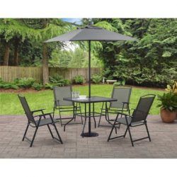 Mainstays Albany Lane 6-Piece Folding Dining Set (Grey) (Grey)