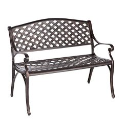 Patio Sense Antique Bronze Cast Aluminum Patio Bench