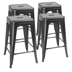 Devoko Tolix Style Metal Bar Stools 24” Indoor Outdoor Stackable Barstools Modern Industri ...
