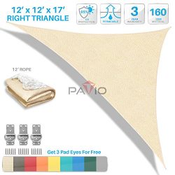 Patio Paradise 12’x12’x17′ Beige Sun Shade Sail Right Triangle Canopy –  ...