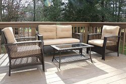 Oliver Smith – Large 4 Pc High Back Rattan Wiker Sofa Set Outdoor Patio Furniture –  ...